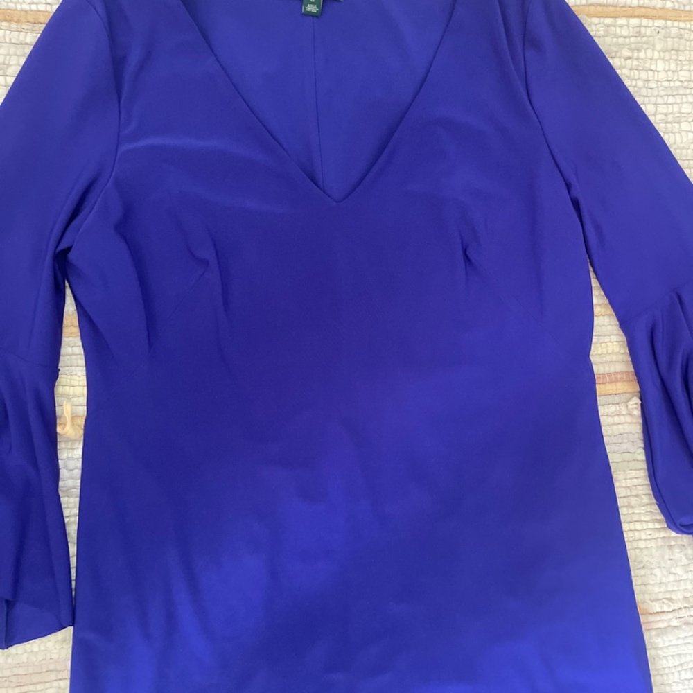 Lauren Ralph Lauren New Purple Flutter Sleeve Midi Ponte Dress - Picture 5 of 9